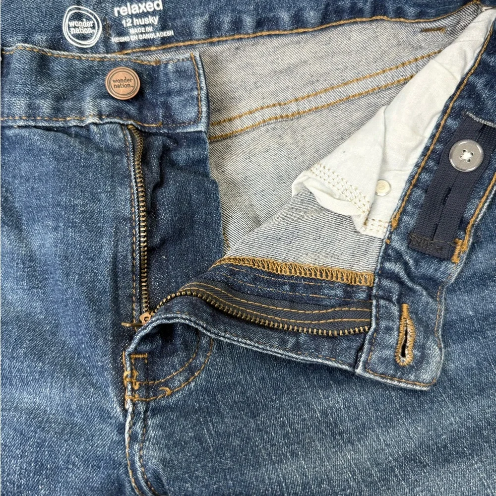 NWT Wonder Nation Boys Blue Jeans Size 12 Husky Adjustable‎ Waist Relaxed Fit